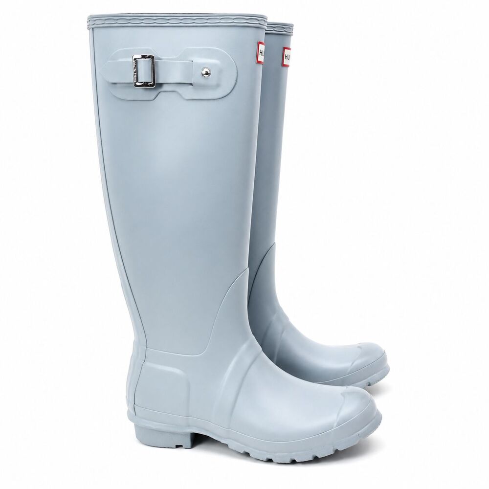 Hunter Original Tall Wellie Rain Boots Baby Blue Women's Size 9 US Waterproof